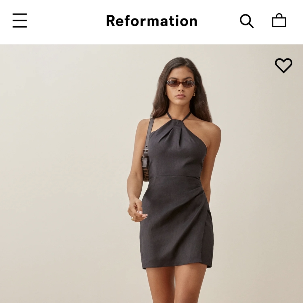 Reformation Dory Linen Dress Black